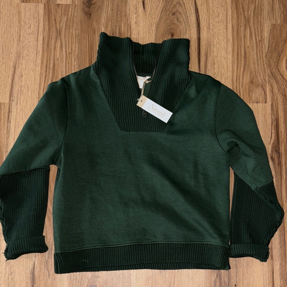 Natural Reflections Dark Green Cowl Neck Sweater
